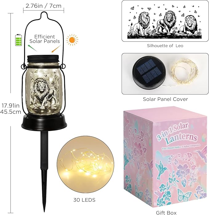 kyoryuger Lion Gifts for Women/Men Lion Solar Lanterns Mom Birthday Animal - Image 7
