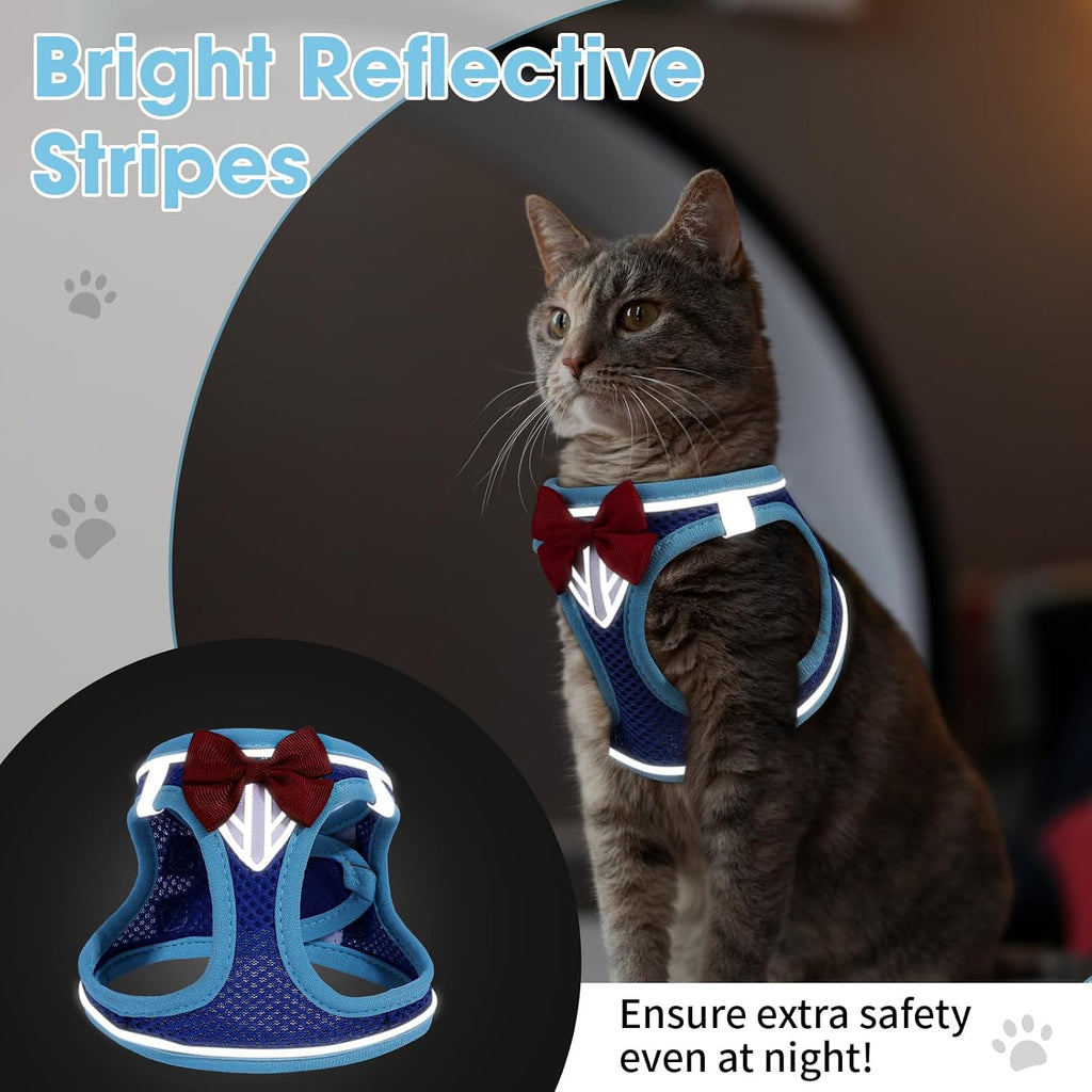 Cat Vest Harness and Leash Set, Escape Proof Kitten Harness Blue M