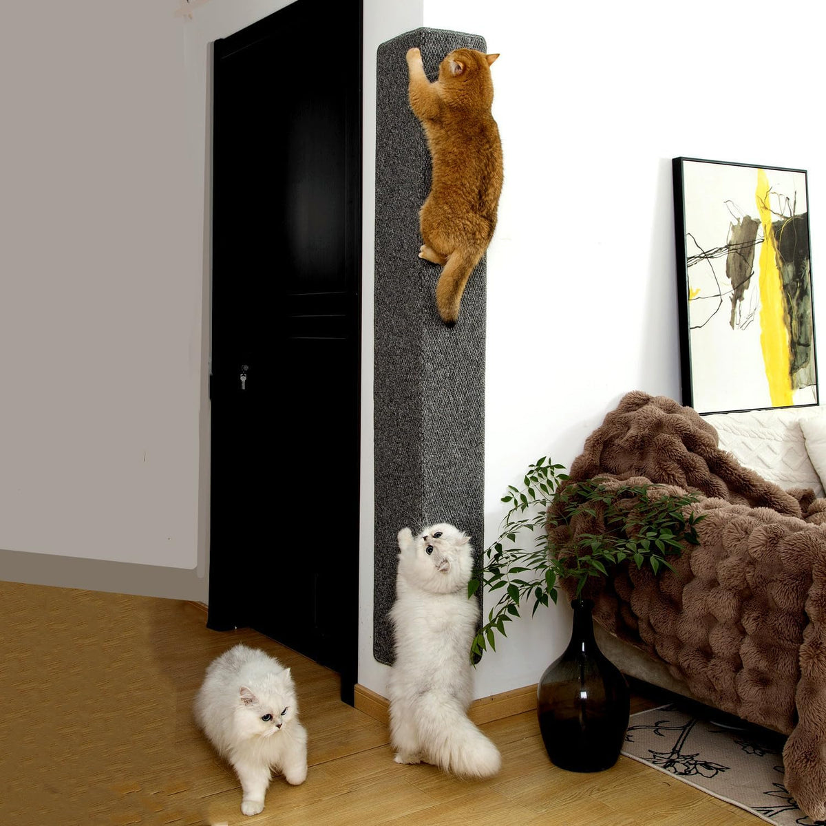 SHENGOCASE Thickened Cat Wall Corner Climbing Carpet, Cat Wall Furniture, Wall Corner Scratcher, Scratching Post (Gray), Grey