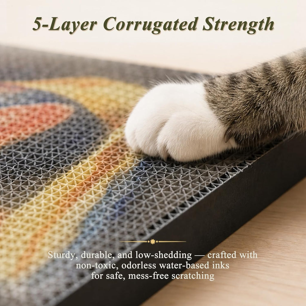 PEQULTI Cardboard Cat Scratcher, Wall Mounted Art Cat Scratch Pad, 3 Pack
