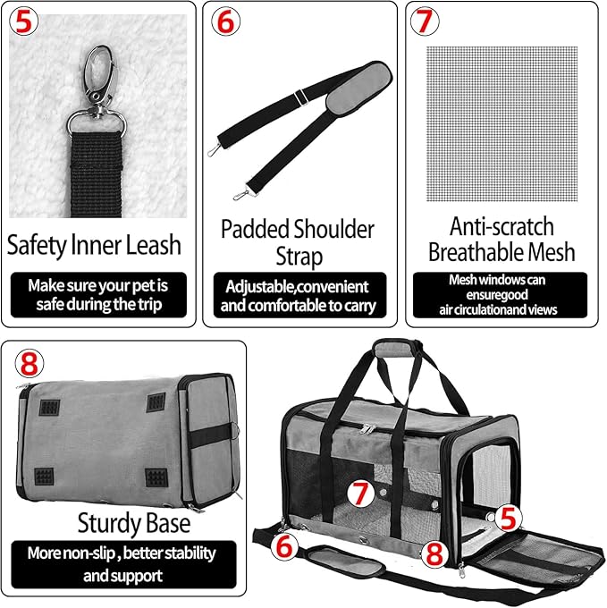 Soft Sided Cat/Dog Carrier，Collapsible Mesh Pets Travel Carriers - Image 5