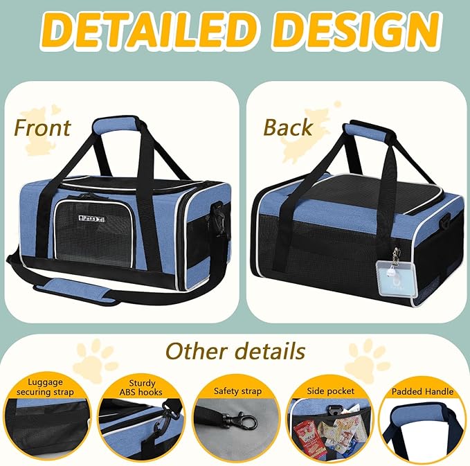 Petskd Pet Carrier 17x13x9.5 Southwest Airline Approved, Pet Travel Carrier Bag - Image 8