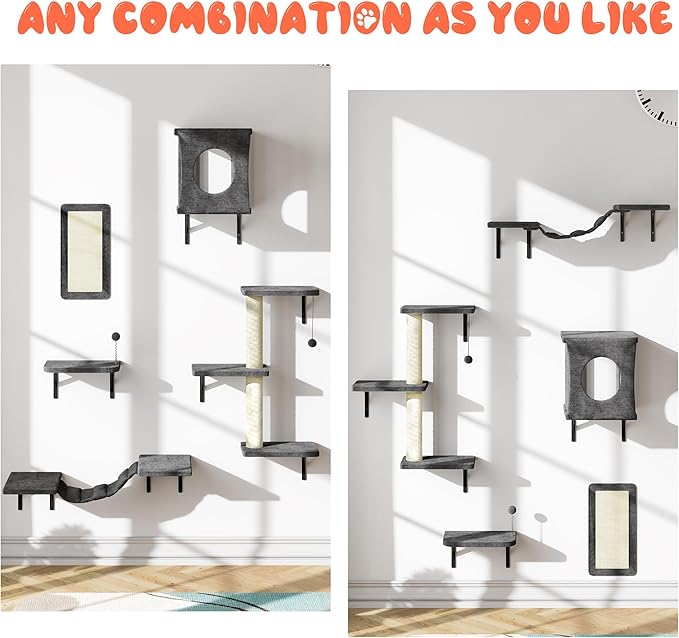 NUNU LAB Cat Wall Shelves Set, Bridge Ladder, Scratching Post, Indoor Cat - Image 2