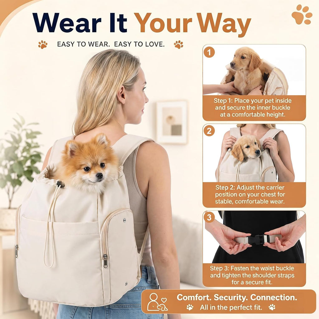 Eccliy Dog Sling Carrier for Small Pets up to 15lbs, Cream