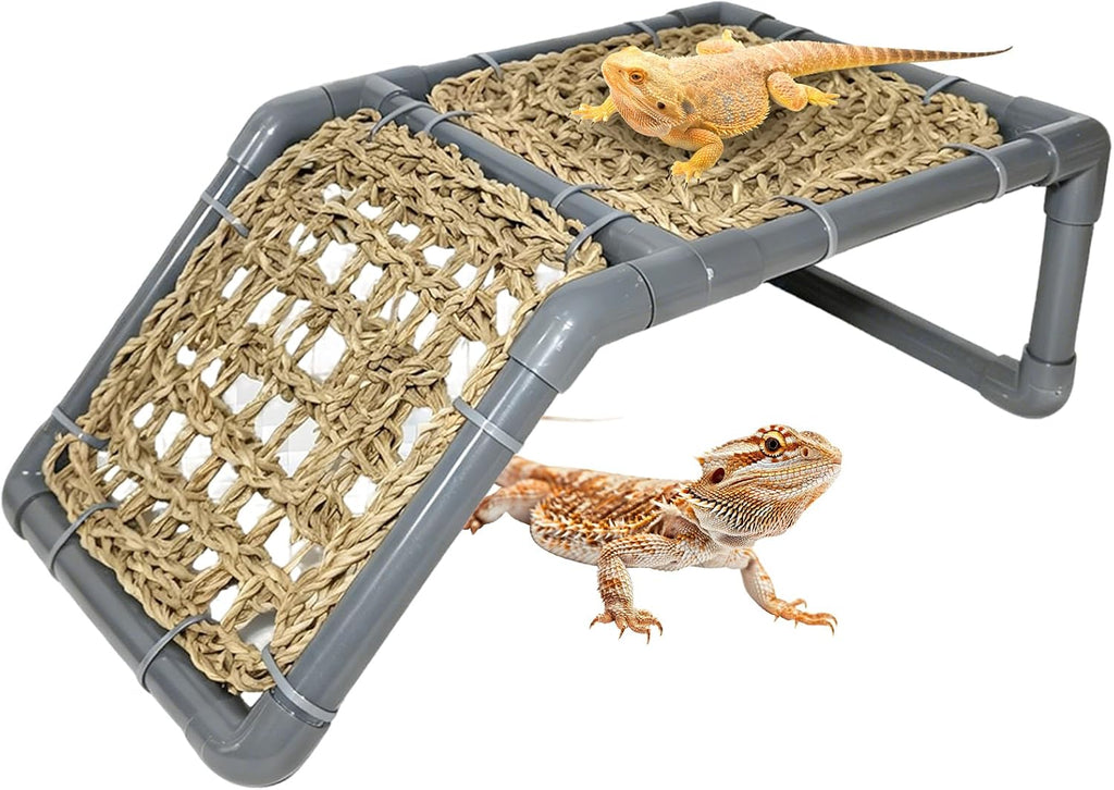 Bearded Dragon Tank Accessories Reptile Basking Platform Hideout Hide Leopard Crested Ramp Bed Hammock for Gecko Chameleon Ball Python Tortoise Snake Enclosure Cage Decor