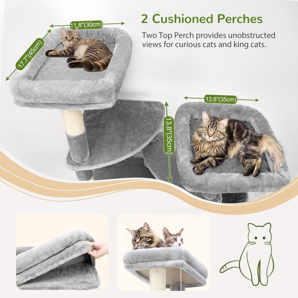 Globlazer S74E Pro Heavy Duty Maine Coon Cat Tree for Large Cats,Light Grey