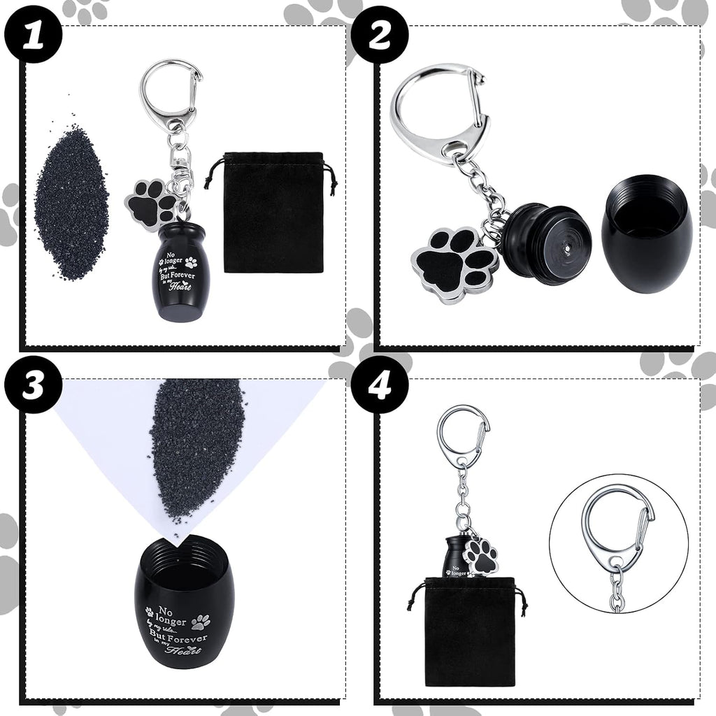 Batiyeer 4 Pack Pet Urn Keychain, Pet Ashes Keepsake for Dog Cat Paw Print