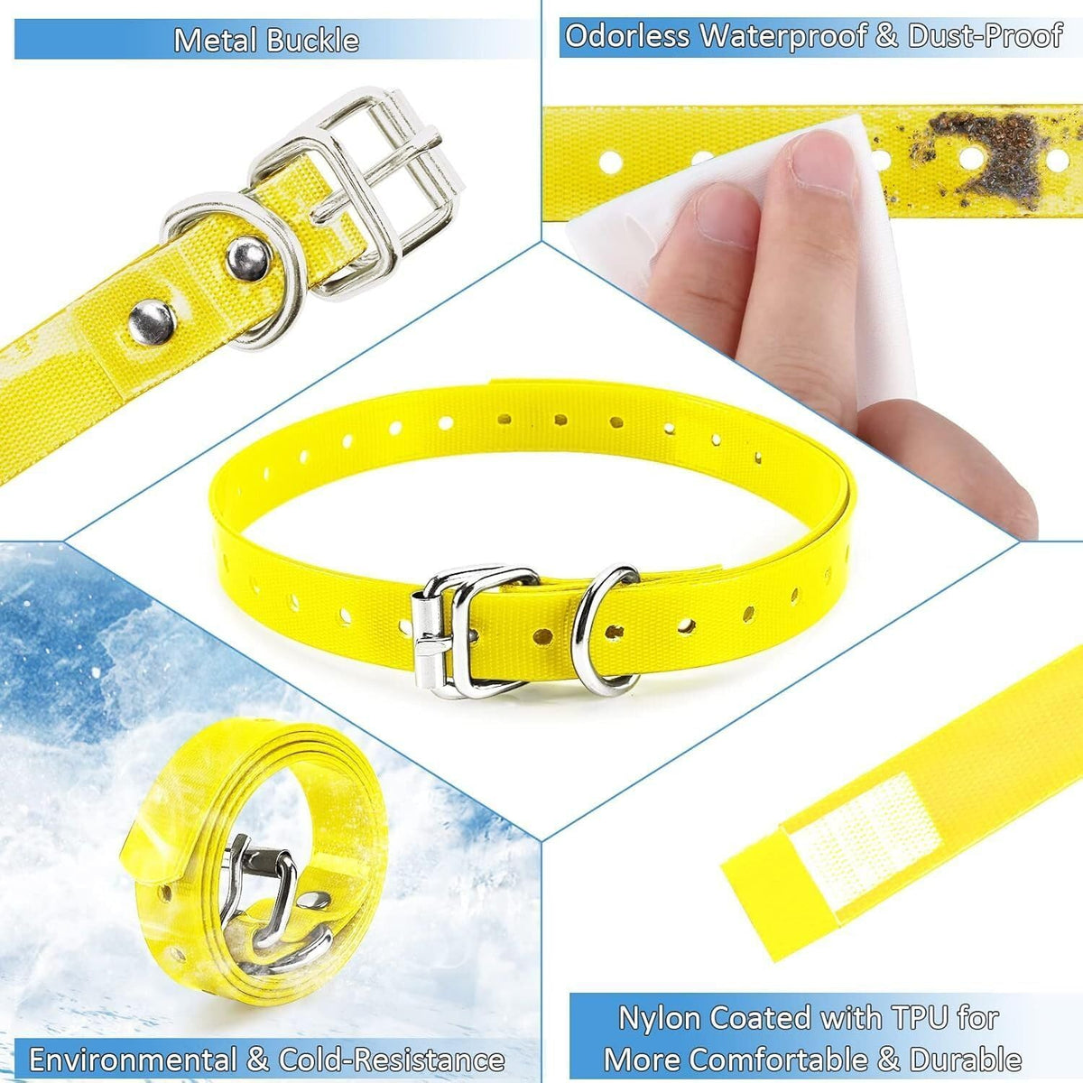 Dog Collar Buckle Waterproof Adjustable Long Strap, Pink Blue, 2pcs