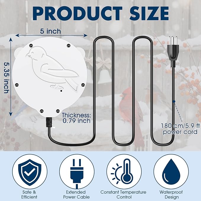 Outdoors 100W Bird Bath Heater for Winter, Birdbath Deicer Pond De-icer - Image 2