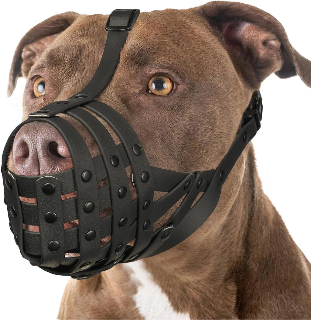 Mayerzon Pitbull Dog Muzzle for Large Medium Dogs Prevent Biting Scavenging