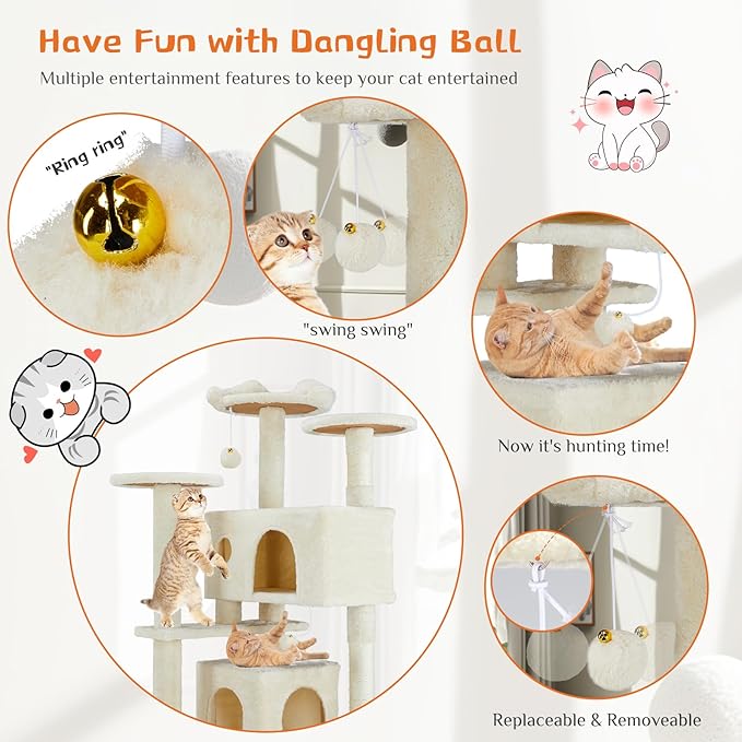 Sweetcrispy 54 Inch Cat Tree Tower, Indoor Cat Condo - Image 2