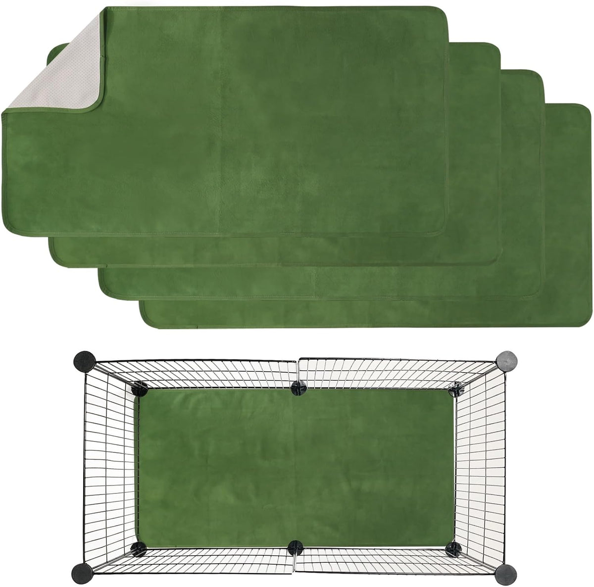 4PCS Guinea Pig Bedding Fleece Cage Liner C&C 2x1,Guinea Pig Fleece Blanket Cage Liner 14x28 or 16x24 (c&c 2x1 (4PCS)) (4PCS 14inx28in)