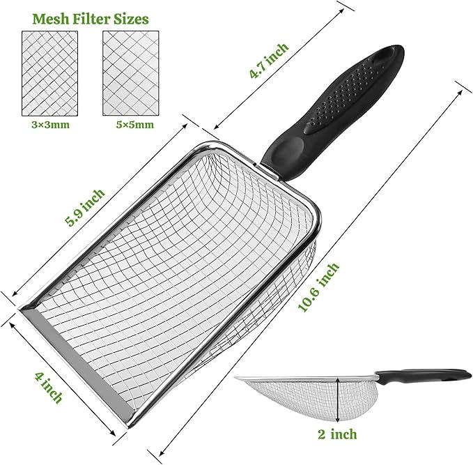 2Pcs Cat Litter Scoop Metal Stainless Steel Mesh Kitty Litter Scoop - Image 3