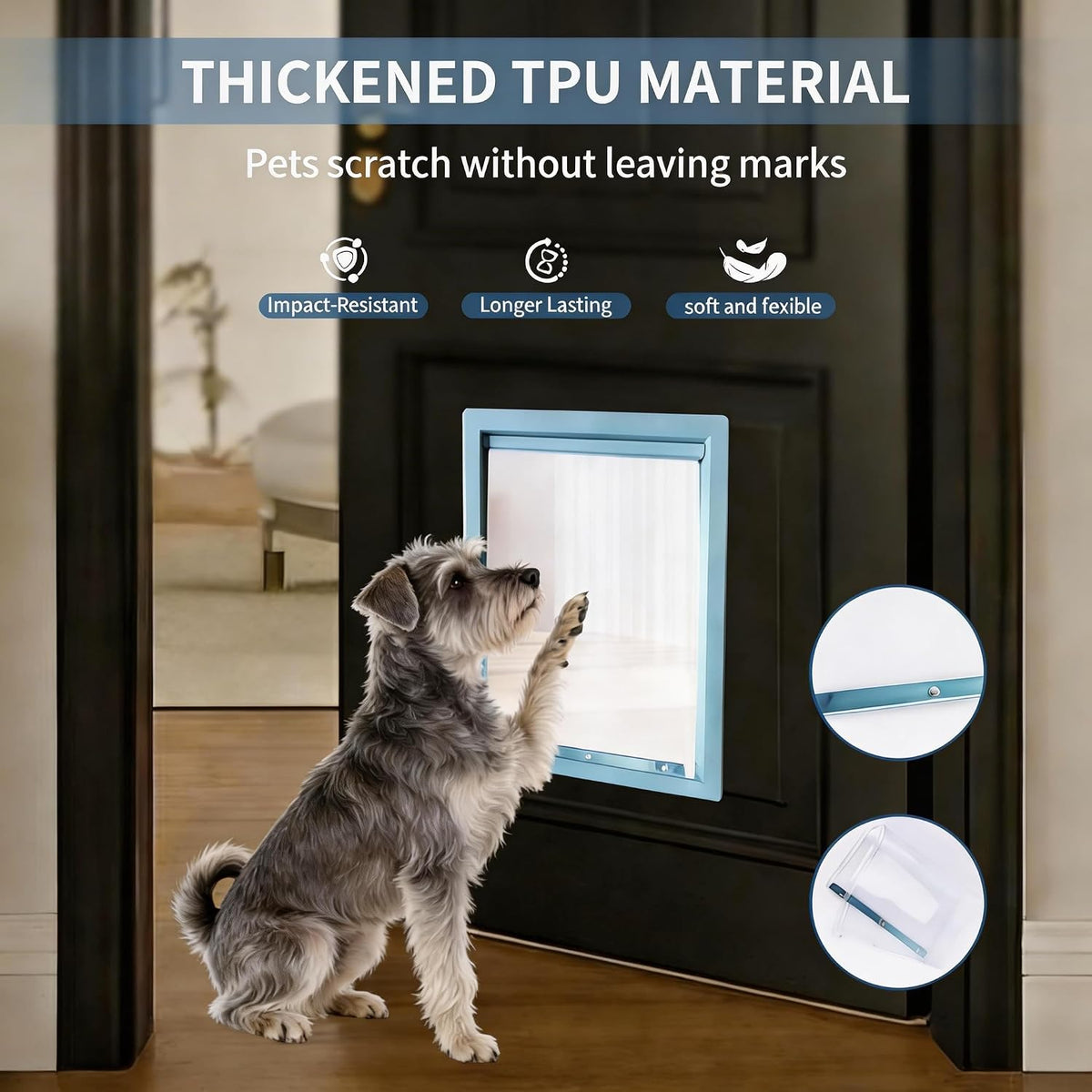 Medium Doggies Door Replacement Flap, Measures 7”X 11.25”, Compatible with Ideal Pet Products Designer Series Ruff-Weather Pet Door, Soft, Heavy-Duty, Transparent, BPA Free