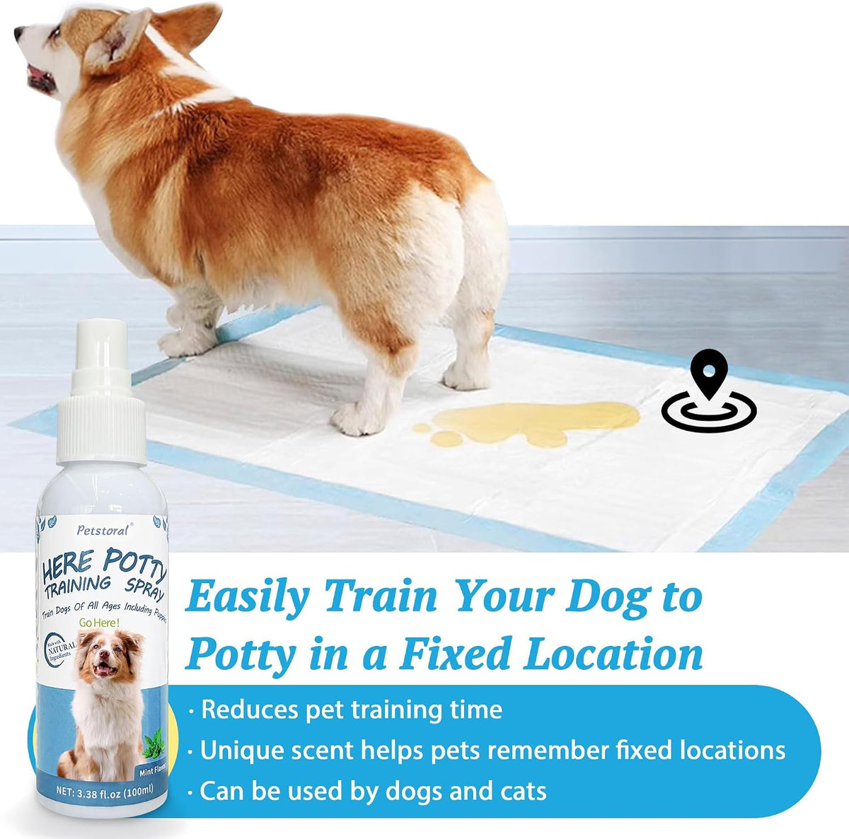 Petstoral Dog Potty Training Spray Set with Disposable Potty Pads, 1 Pack