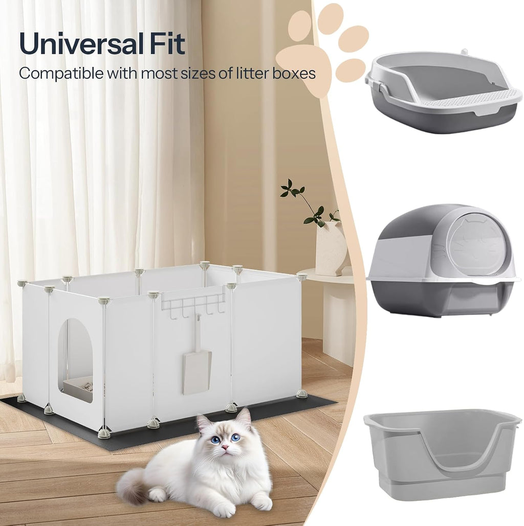 HOOBRO Cat Litter Box Enclosure with Large Oxford Mat, Extra Large Litter Box Shield with Row-Hook, 30.3" L x 18.5" W x 15.7" H, Compatible with Most Litter Boxes, White BW07PP03