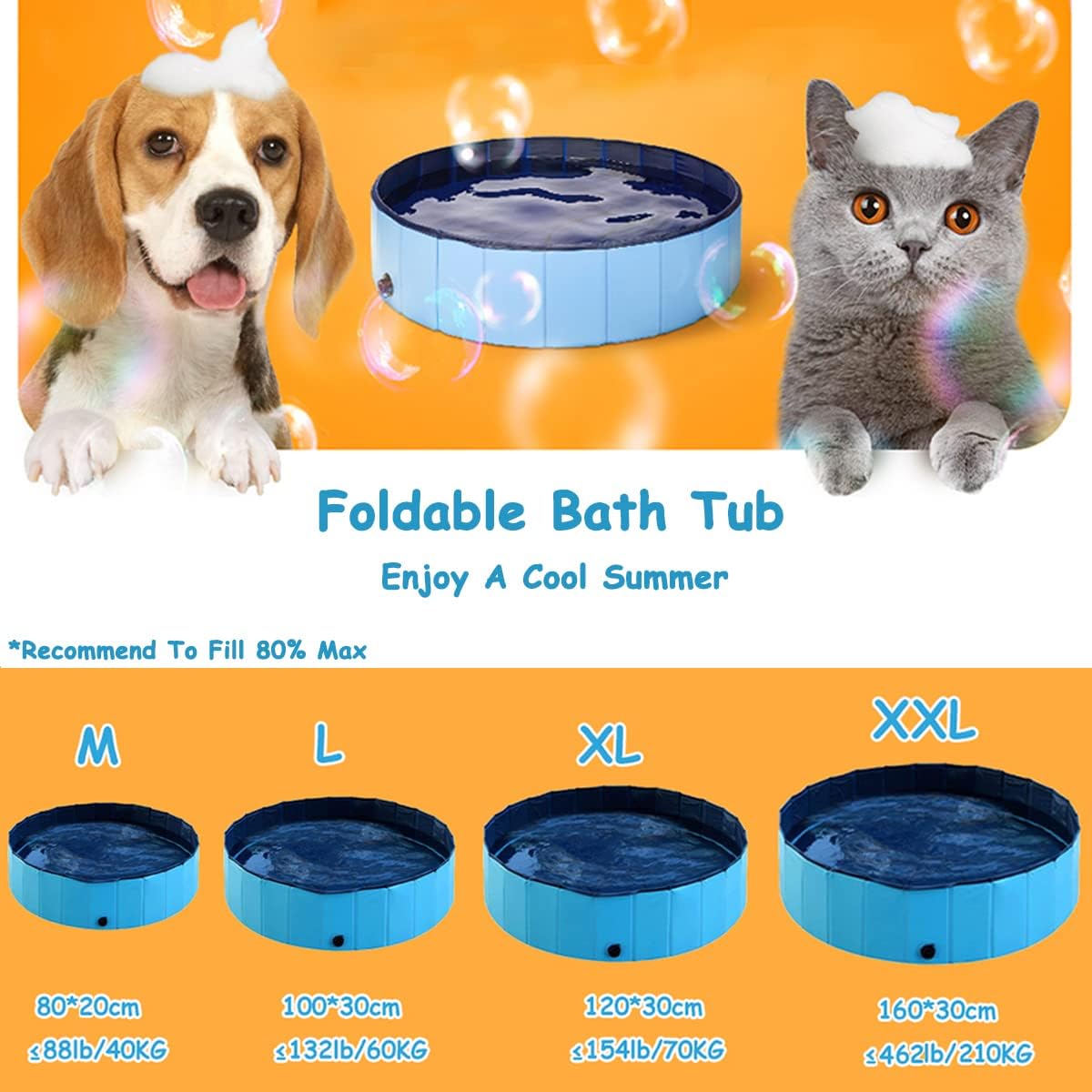 Dog Pool Foldable pet Pool Dog Swimming Pool Portable Suitable for Indoor and Outdoor use (32x8in)