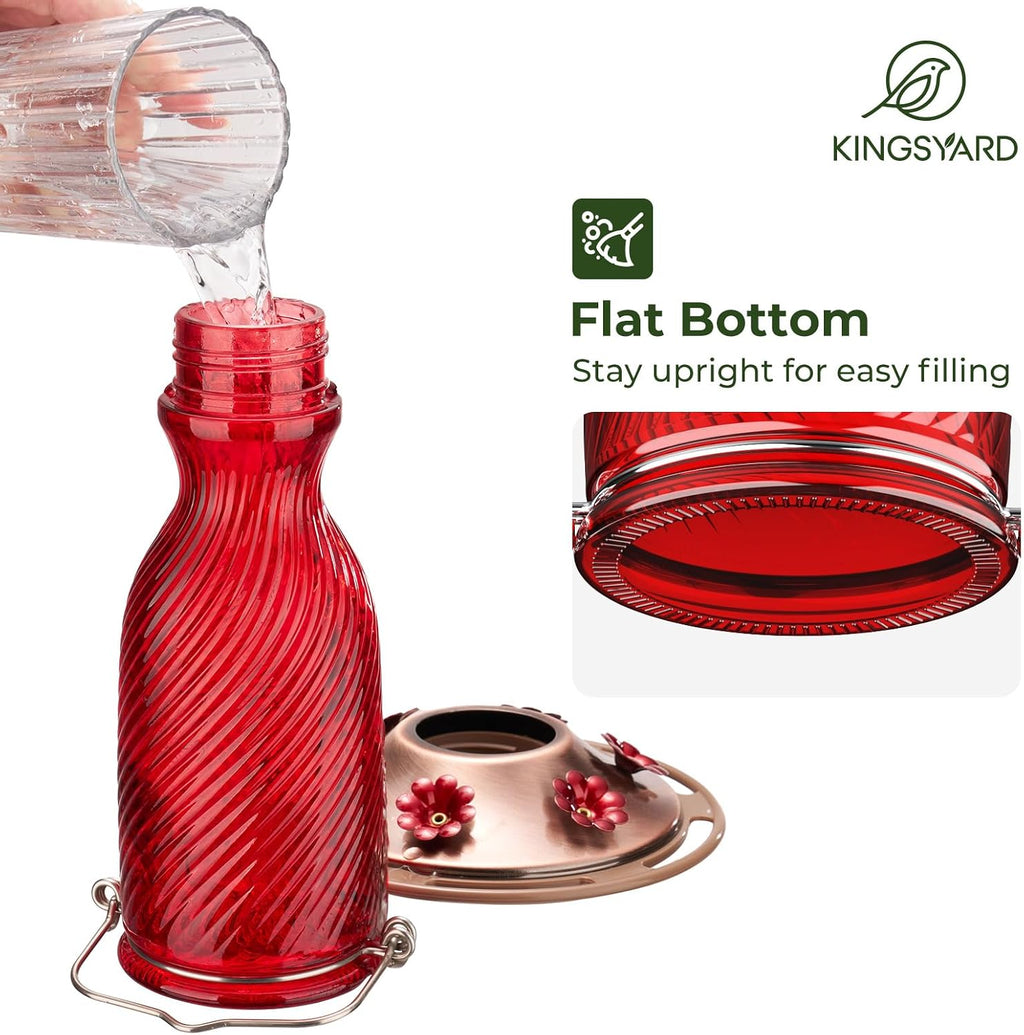 Kingsyard 24 Oz Glass Hummingbird Feeder for Outdoors