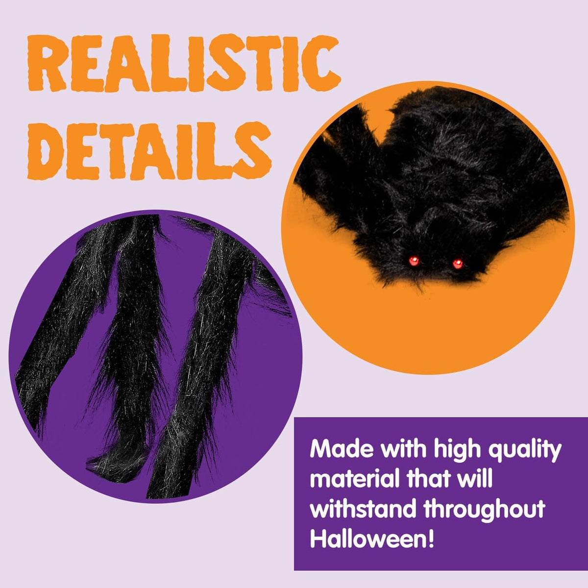 JOYIN 5 Packs Halloween Decorations Outdoor Giant Spiders, Large Black Hairy Spider Set with Different Size for Halloween Outside Decor, Lawn, Yard, Indoor Decor(35", 30", 24", 20", 12")