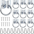 10 Pcs Cross Tie Ring Set, Horse Trailer Tie Ring with 10 Spring Snap Hook and 40 Screws, Tie Down Ring for Stall, Trailer, Barn, Racetrack, Pasture