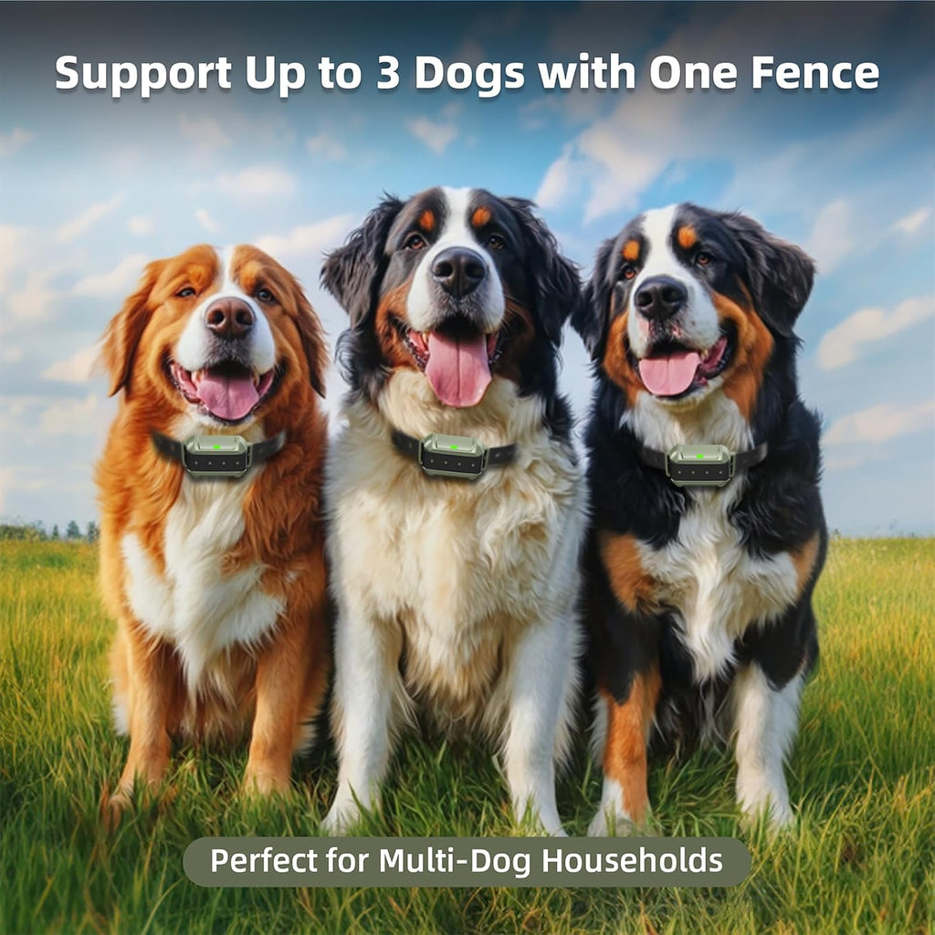 Wireless Dog Fence System, Precision Radar Electric Fence for Dogs, Portable Adjustable Dog Wireless Fence, IPX7 Waterproof Dog Collar, for Medium Large Dogs 15lb-110lb (for 2 Dogs)
