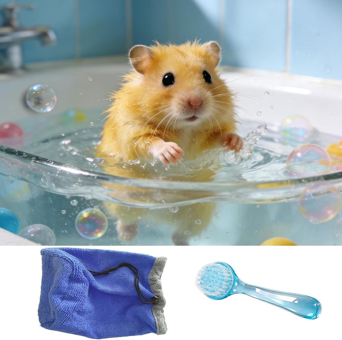 Bearded Dragon Bath Towel Bag with 2Pcs Reptile Bathing Brush, Reptile Bath Tub, Fast Drying Absorbent Lizard Towel for Lizards, Geckos, Guinea Pigs and Hedgehogs