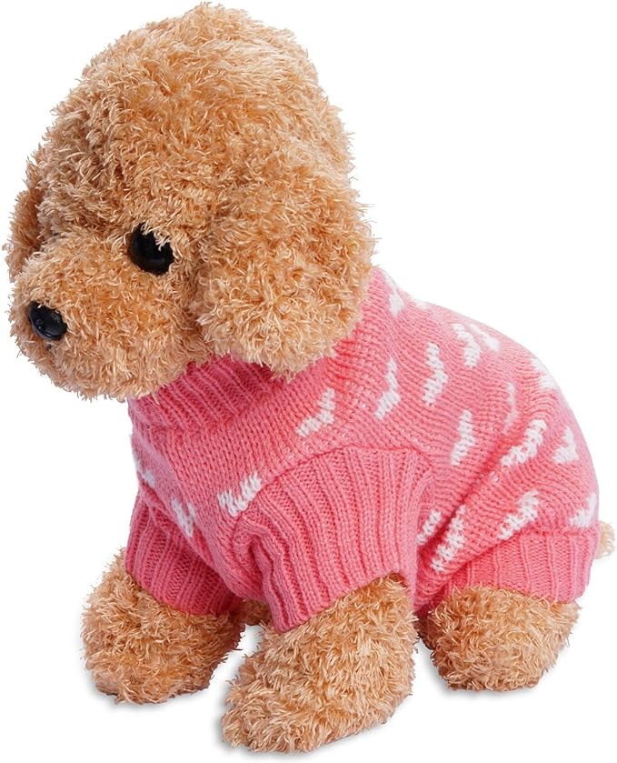 Dxhycc Dog Knitted Sweater Heart Puppy Sweater Warm Soft Pet Holiday Clothes - Image 4