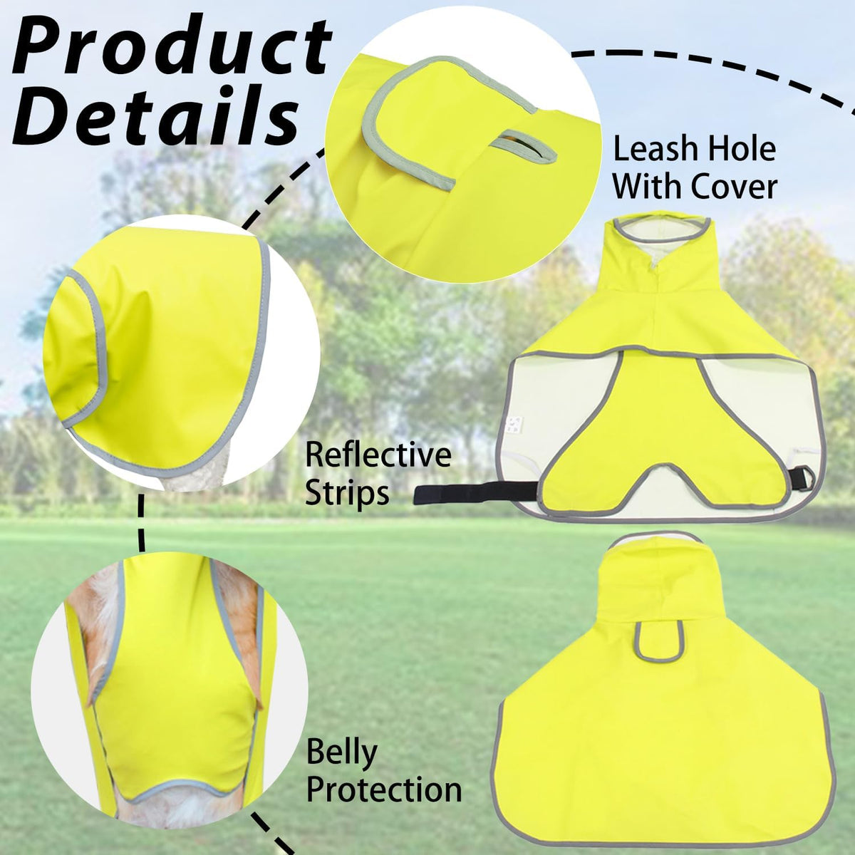 Dog Raincoat Hooded Slicker Poncho - Reflective Lightweight Pet Rain Jacket Coat,Dog Waterproof Raincoat with Adjustable Belly Strap for Small,Medium, Large Dogs (Green, Small)