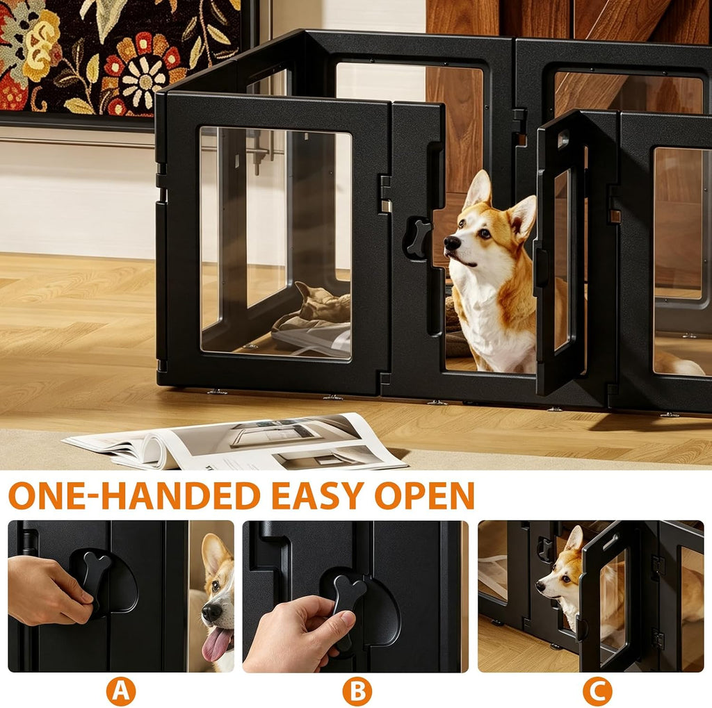 Yunphia Clear Acrylic Indoor Dog Playpen, 10 Panels, 24 in H for Small Dogs