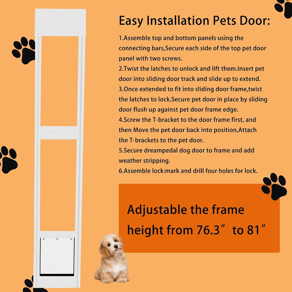 Dreampedal Cat Dog Door Insert for Sliding Patio Door