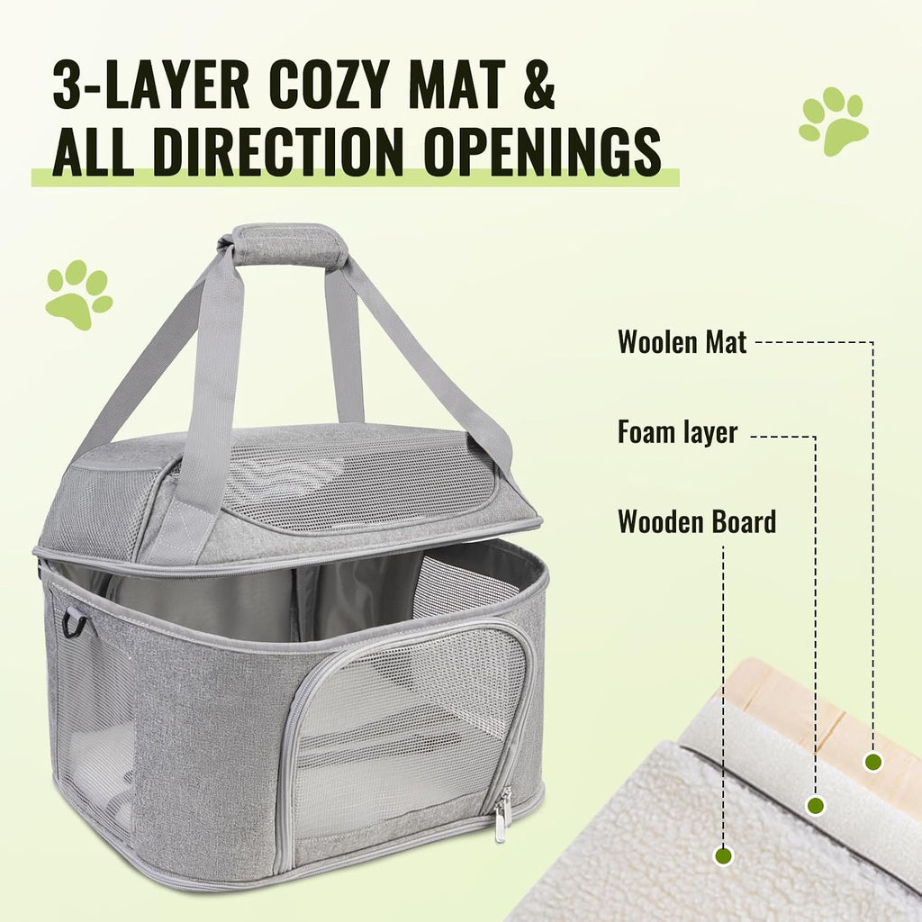 Soft-Sided Cat Carrier,Pet Bag with Padded Shoulder Strap (Up to 20 Lbs)