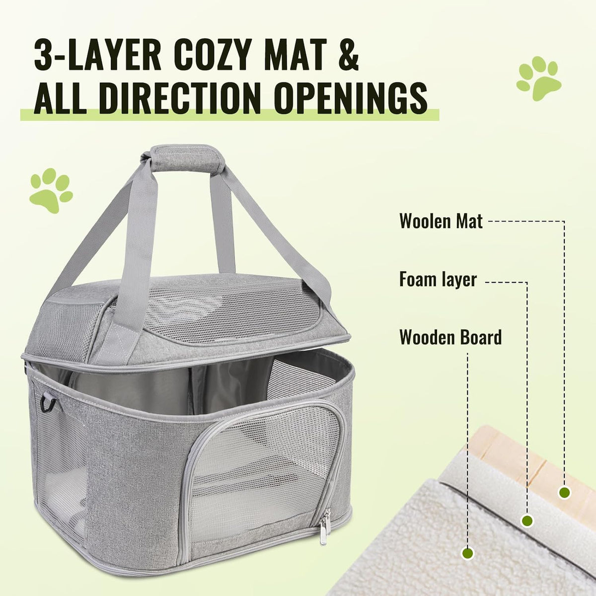 Soft-Sided Cat Carrier,Pet Bag with Padded Shoulder Strap (Up to 20 Lbs)