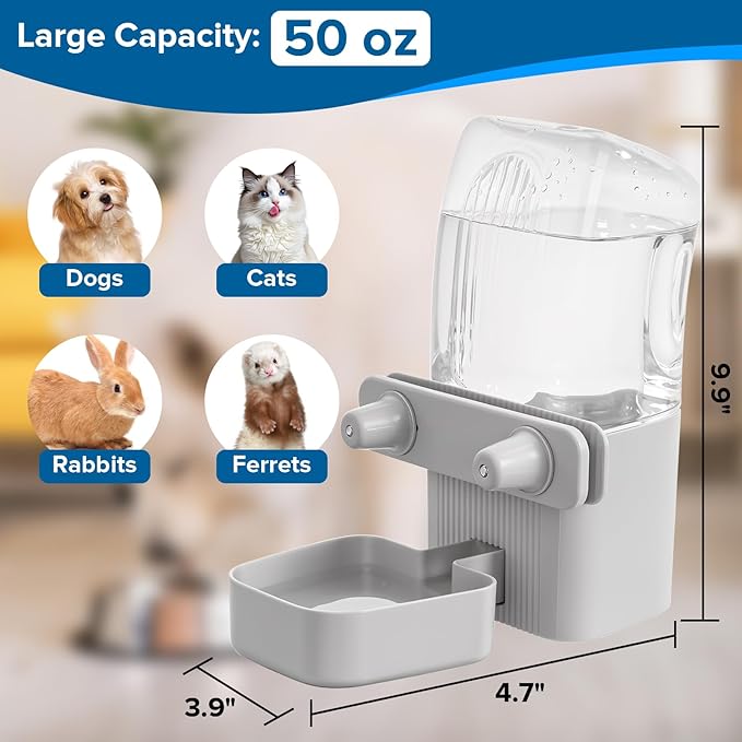 Kenond 50 oz Rabbit Water Dispenser, Gravity Dog Water Bowl Dispenser - Image 3