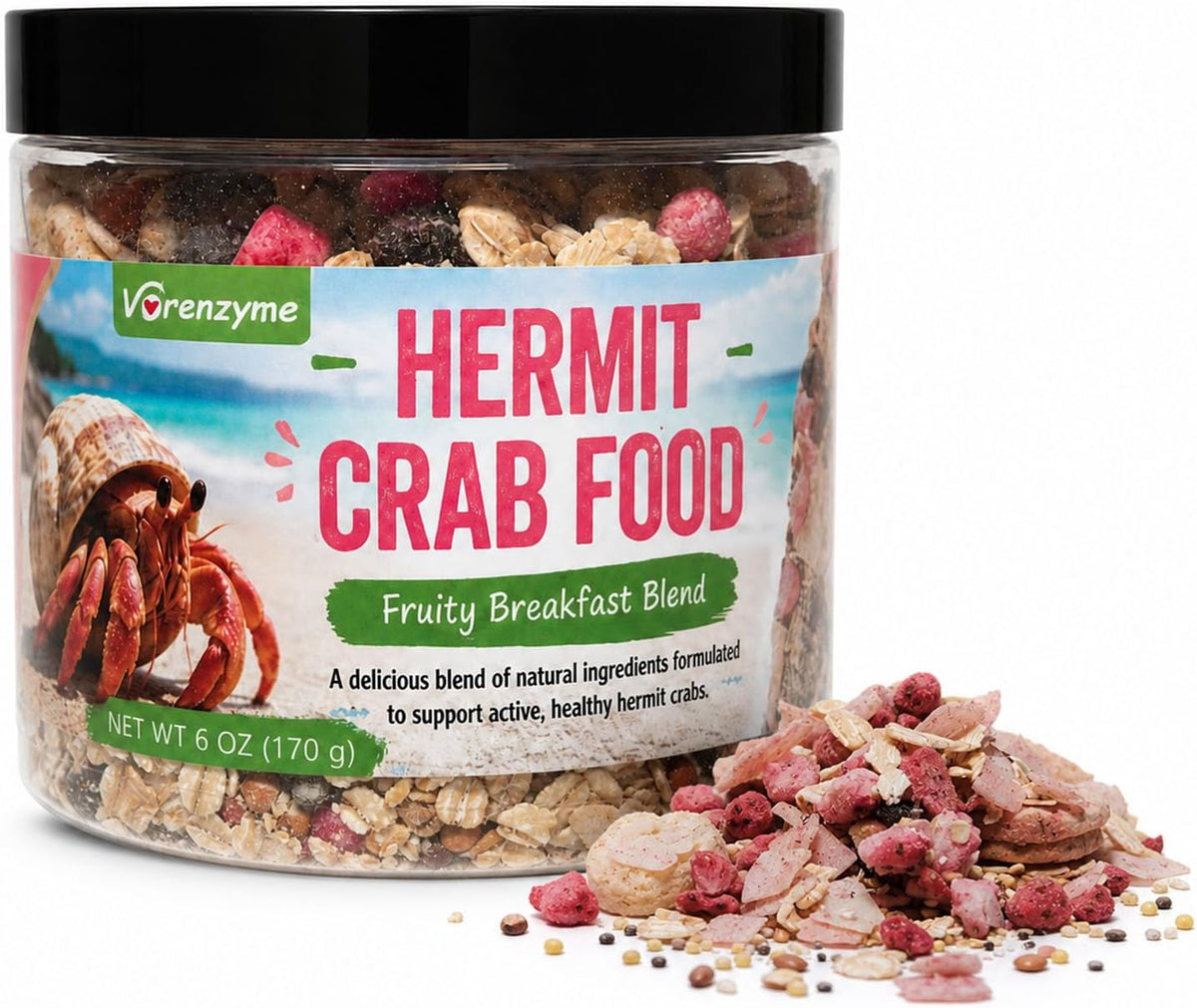 Hermit Crab Food, Fruity Breakfast Fruit & Grain Mix, 6 oz