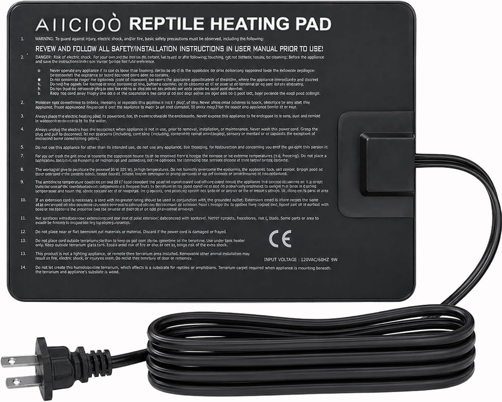 Aiicioo Reptile Heating Pad - Hermit Crab Heater Heat Mat for Reptiles Snake Lizard Terrarium 8 Watt
