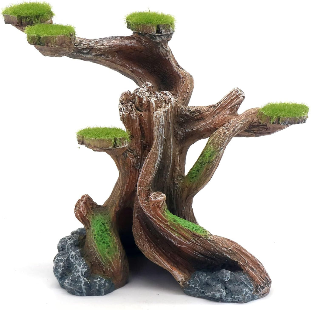 relaqcc Reptile Decor Aquarium Decorations Artificial Moss Resin Fish Tank Rocks Simulation Hollow Tree Leopard Gecko Trunk Accessories Aquarium View（Medium）