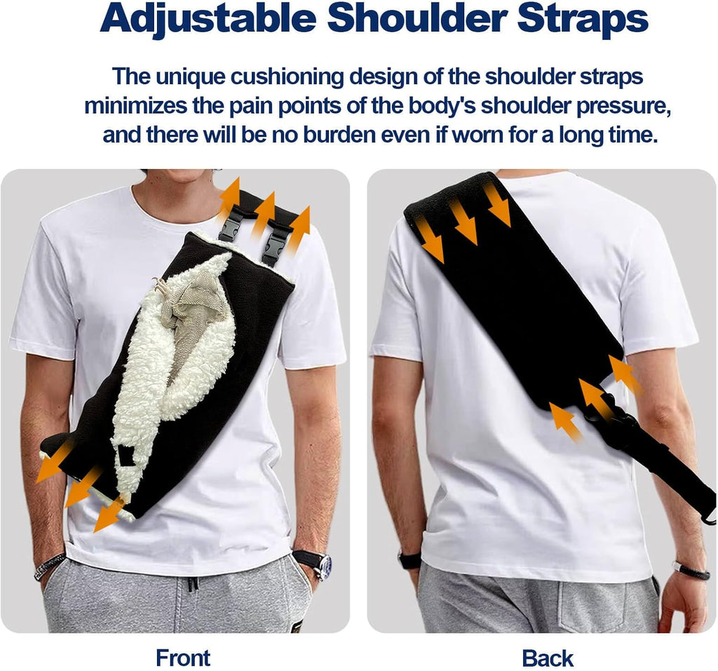 Adjustable Fluffy Bearded Dragon Sling Carrier Bag, Reptile Carrier with Leash Harness Lizard Cage Accessories for Small Animal, Ferrets, Squirrel, Hamsters,Parrot (Black)