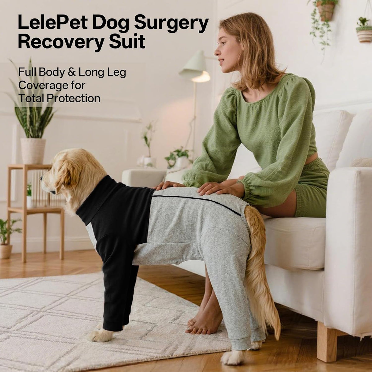 Lelepet Surgical Suit for Dogs, Full Body Dog Surgery Recovery Suit