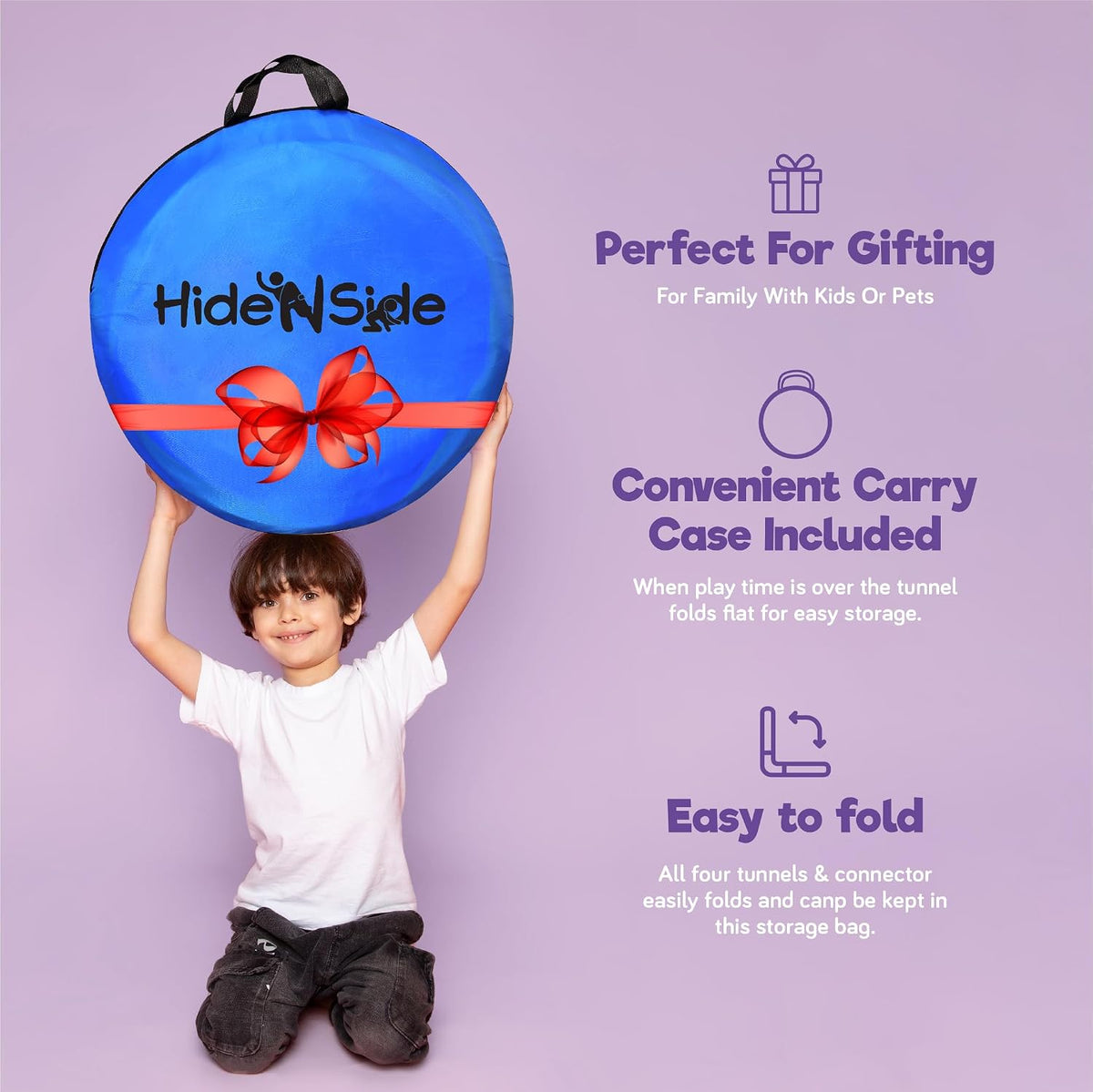 Hide N Side Kids Play Tunnels, Indoor Outdoor Crawl Through Tunnel for Kids Dog Toddler Babies Children, Pop up Tunnel Gift Toy (Multi, 4 Way)