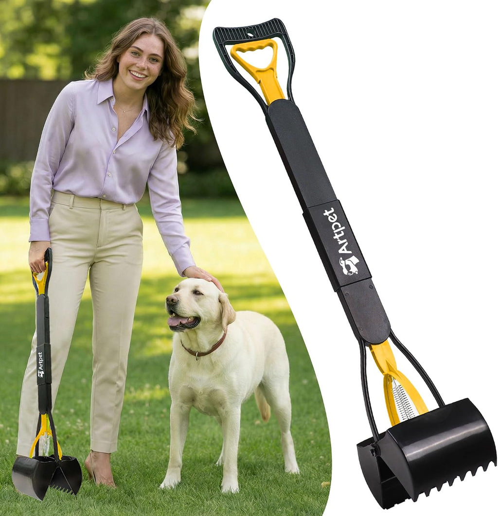 32" Dog Pooper Scooper, Long Handle Picker for Lawn & Yard
