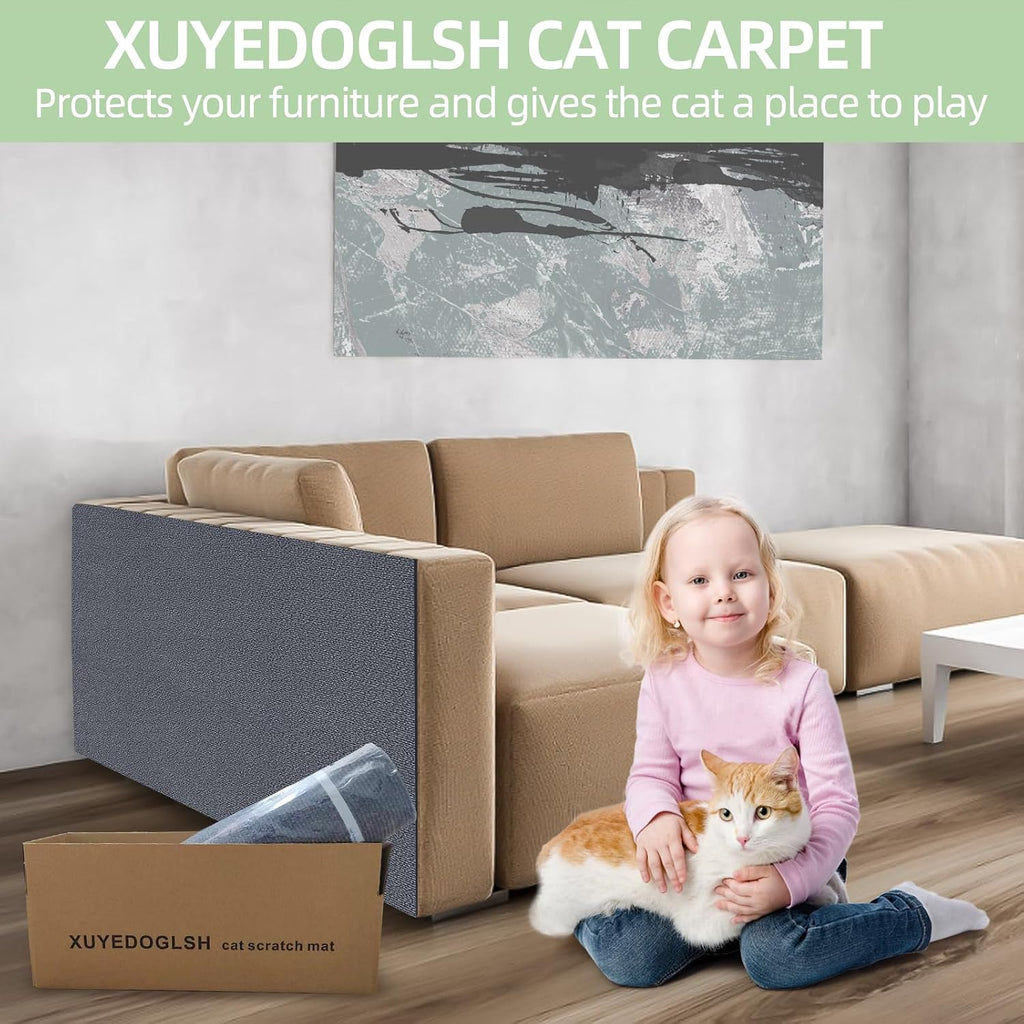 Cat Scratch Mat 78.7"x15.8",Replacement Cat Scratching Post or Scratch Pad,DIY Cat Tree Shelf,Decoration Cat Tower,Protector Couch Furniture or Wall (Black)
