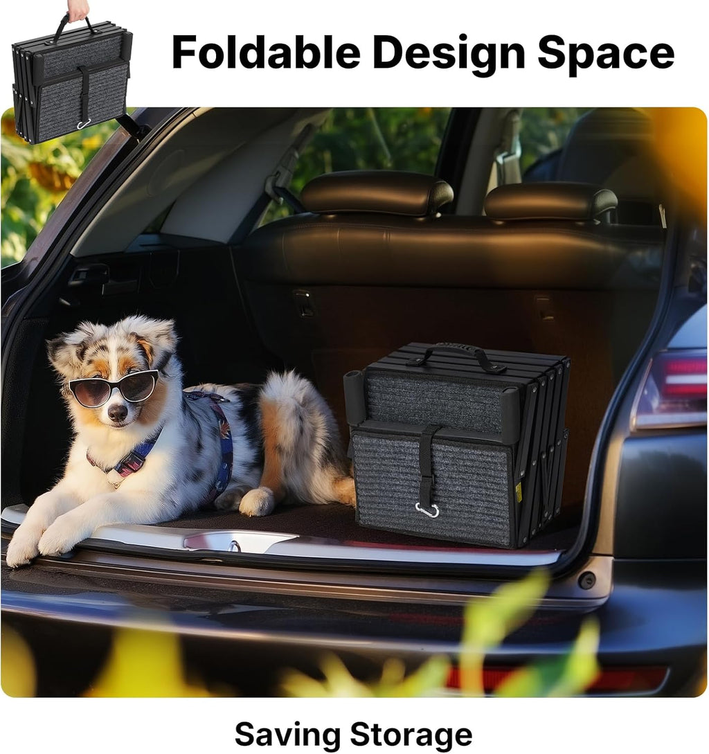 Veehoo Foldable Dog Steps for Car, Collapsible Large Dogs Stairs 17" W
