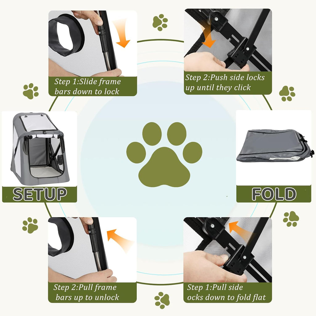 Portable Dog Crate for Car Travel, 29.5"L×22"W×29.5"H Collapsible Dog Crate