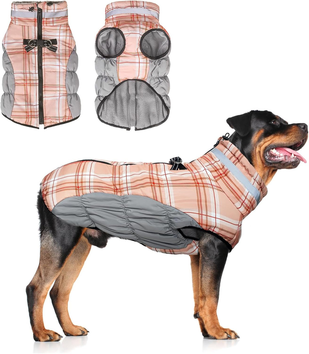 BEAUTYZOO Dog Winter Coat with Harness Built in, Waterproof Puffer Jacket