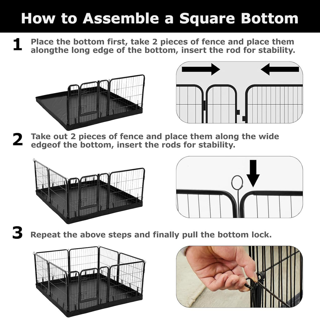 PJYuCien Square Playpen Bottom Pad for 24'' Width 8 Panel Pen, Black