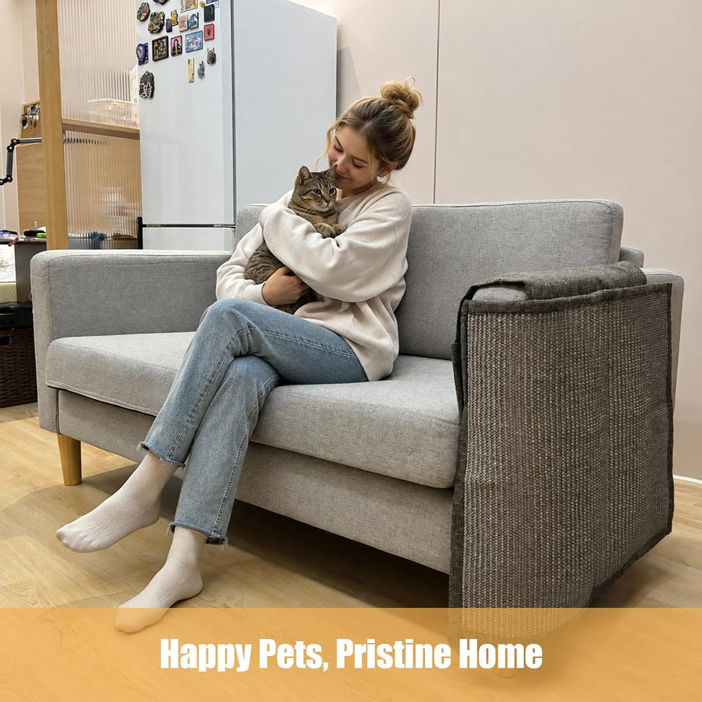 Sisal Couch Protector w/Storage Pocket, All Gray Right‑Side