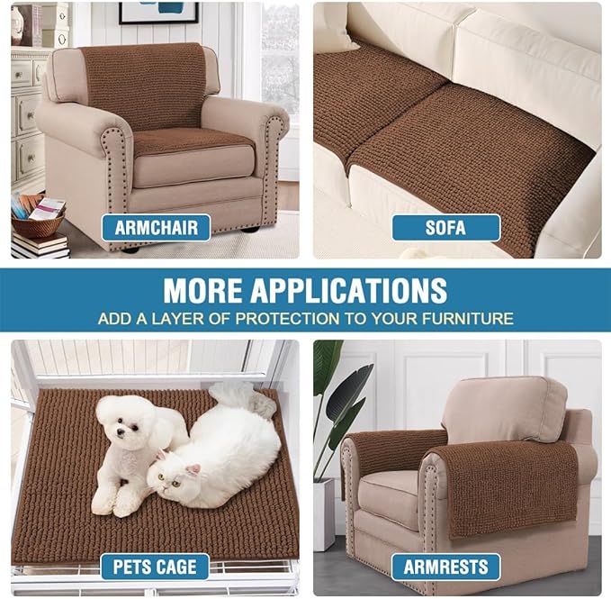 H.VERSAILTEX Plush Chenille Couch Armrest Cover 2 Packs Thick and Soft Sofa - Image 5