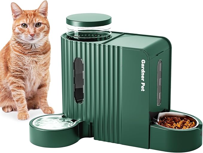 Gardner Pet Automatic Gravity Cat Food Feeder and Water Dispenser Stainless by GardnerPet