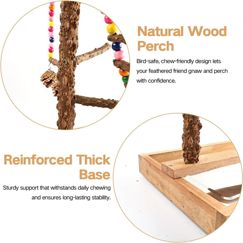 GUTE Bird Perch Stand Playground Natural Wood for Cockatiel Budgie