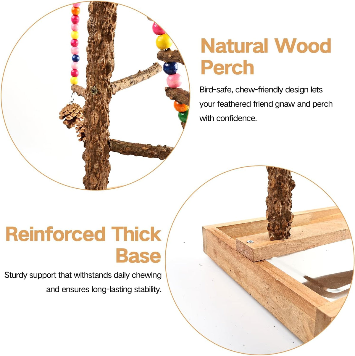 GUTE Bird Perch Stand Playground Natural Wood for Cockatiel Budgie
